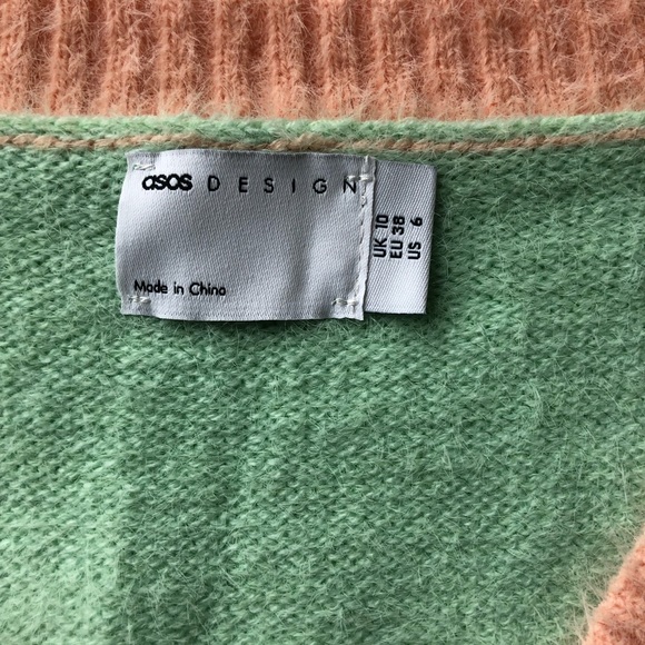 ASOS Mint Green and Peach Fuzzy Cropped Cardigan - Picture 11 of 11